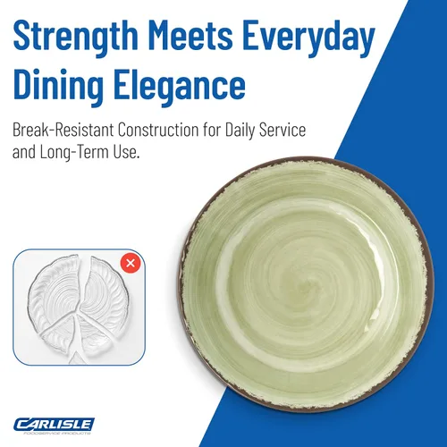 Miniatura 6 de Carlisle FoodService Products Mingle - Plato de plástico reutilizable con estilo de cerámica para el hogar y restaurante, melamina, 11 pulgadas, Jade
