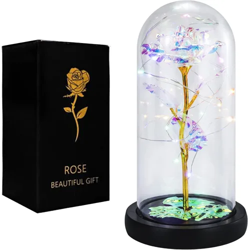 FGSS Eternal-Rose-Flowers-Gift Galaxy-Glass Rose-Flower-Light-Gifts for Mom-Grandma-Wife-Girlfriend, Women Gifts for Valentines, Anniversary,