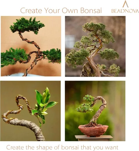 Miniatura 5 de BEADNOVA Alambre de árbol bonsái de 98 pies, alambre de entrenamiento de árbol bonsái de aluminio verde para plantas de interior y exterior