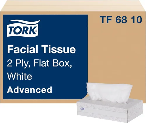 Pañuelos faciales Tork Advanced TF6810, caja plana, doble capa, 8.2 pulgadas de ancho x 7.9 pulgadas de largo, color blanco (paquete de 30 cajas,