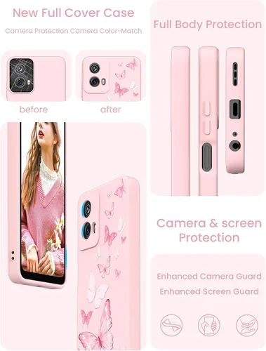 Miniatura 5 de Yucenx Funda para Motorola Moto G 5G 2024 de 6.6 pulgadas, funda de silicona líquida floral para niñas y mujeres, a prueba de golpes, antiarañazos