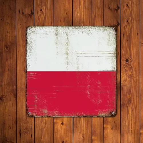 Miniatura 6 de Letrero de metal con bandera de país internacional, bandera de Polonia, regalo de bandera de Polonia, letreros de aluminio envejecidos