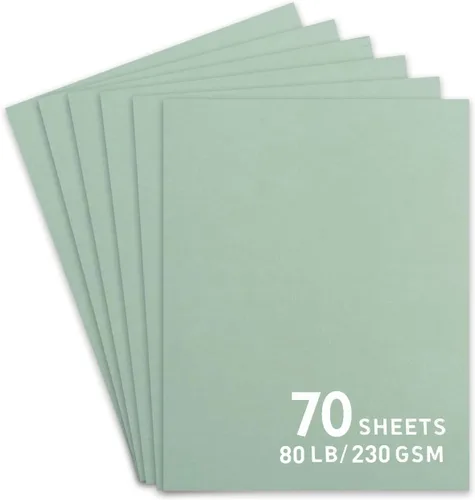 70 hojas de papel de cartulina verde salvia, cartulina de 8.5 x 11 pulgadas para Cricut, papel de construcción grueso para hacer tarjetas, álbumes