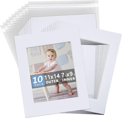 Miniatura 12 de Paquete de 10 tableros de respaldo solamente – Tablas de base blancas sin cortar de 11 x 14 pulgadas, sin ácidos y con núcleo blanco, ideal