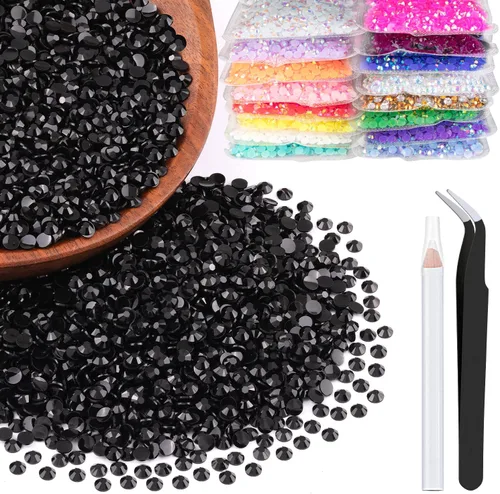 Miniatura 44 de 5000 piezas de diamantes de imitación de resina de 0.118 pulgadas a granel, color verde oscuro AB con parte trasera plana, diamantes de imitación