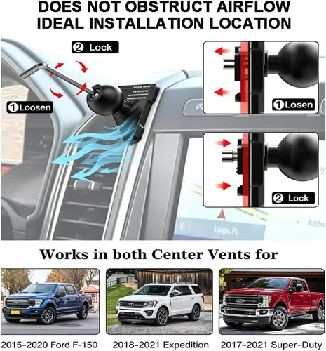 Miniatura 2 de Soporte de teléfono de ventilación de aluminio mejorado para Ford F150 (2015-2020), Expedition (2018-2021), súper resistente (2017-2021)