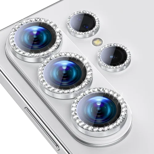 Miniatura 24 de Bling - Protector de lente de cámara para Samsung Galaxy S22 Ultra solamente, cubierta de anillo de lente de ajuste completo con película de Negro