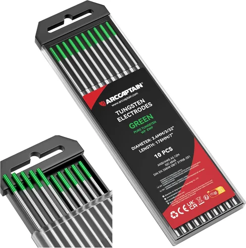 Miniatura 26 de ARCCAPTAIN Electrodo de soldadura TIG de tungsteno, paquete de 10 unidades de 1/16 x 7 pulgadas (dorado, 1.5% lantanado, WL15/EWLa-1.5)