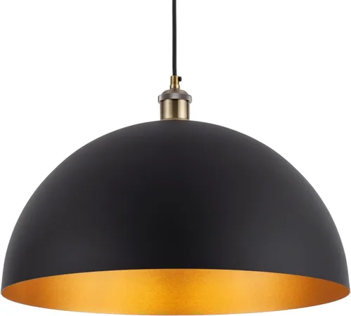 Miniatura 10 de Lámpara Colgante Vintage Negra de 17.72'' Lámpara Colgante Retro Estilo Granja de Cúpula Grande Candelabro Industrial Moderno con Cable de 78.74