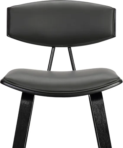 Miniatura 12 de Armen Living Fox - Taburete de bar moderno de mediados de siglo de piel sintética gris y madera negra de 25.5 pulgadas Piel sintética gris/negro
