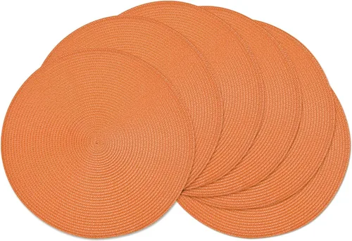 Miniatura 18 de Feuille Juego de 4 manteles individuales redondos trenzados para mesa de comedor, tejidos, lavables, antideslizantes, 13.5 pulgadas