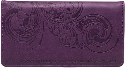 Billetera y chequera de cuero sintético y mensaje cristiano, guarda duplicados de cheques y tarjetas de crédito, para mujeres y hombres, Uno