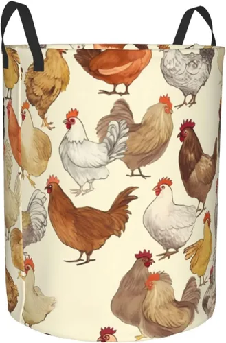 Miniatura 2 de Cesto circular con estampado de una cría de pollos impermeable, cesta organizadora de almacenamiento con asas para ropa, juguetes, pequeña