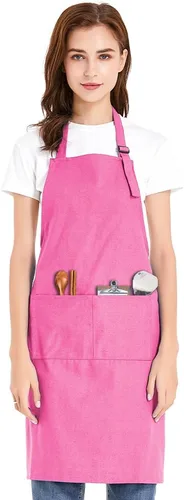 Miniatura 7 de TopTie Delantal con pechera unisex, delantal de cocina ajustable de lona de algodón con bolsillos
