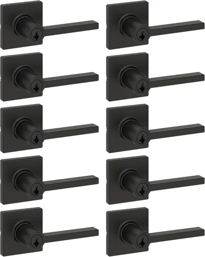 Miniatura 27 de Kwikset Casey - Manija de puerta de paso interior, palanca para puertas de armario y pasillo, manija reversible sin bloqueo, negro mate