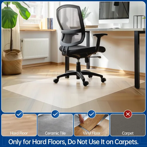 Miniatura 7 de Tapete para silla para suelos duros, 48" x 30", tapete de oficina para sillas con ruedas, tapete de plástico transparente para silla de escritorio
