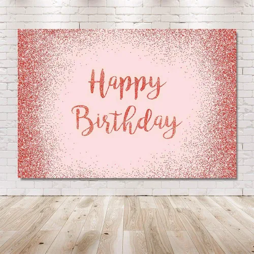 Miniatura 6 de MEHOFOND Fondo de fotos con purpurina de oro rosa y rosa, accesorios de fondo brillante para niña y mujer, pancarta de fiesta de feliz cumpleaños