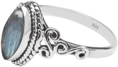 Miniatura 24 de Anillo de plata de ley 925 con piedras preciosas para mujeres y niñas, hecho a mano, anillo de promesa de piedras preciosas naturales, regalo