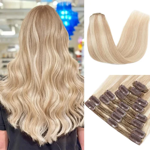 Miniatura 20 de 10 –22 pulgadas doble trama extensiones de cabello 100% humano clip en de trama Grado 7 a calidad Grueso Largo Suave Sedoso recta 8pcs 18 Clips