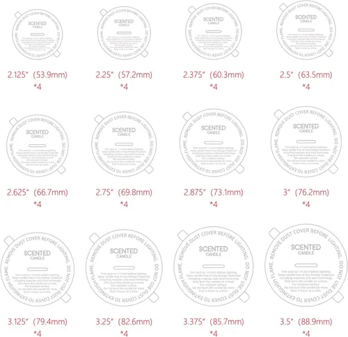 Miniatura 2 de CandMak Cubiertas antipolvo para velas, 48 piezas impresas de papel kraft con tapa antipolvo con lengüeta para hacer velas (12 tamaños)