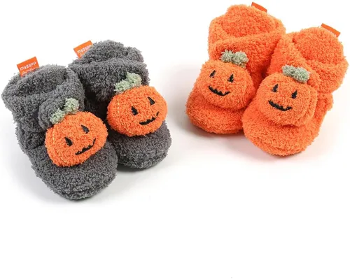 Miniatura 7 de Timatego Botines para recién nacidos, para bebés, niños y niñas, antideslizantes, suela suave, cálidos, para invierno, para casa, zapatos de cuna