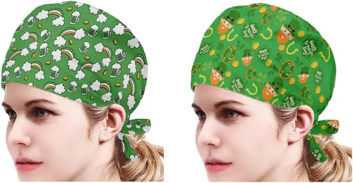 Miniatura 34 de Babrukda Paquete de 2 gorras con banda para el sudor ajustable con lazo en la espalda, gorro divertido
