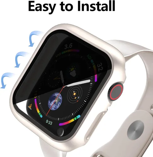 Miniatura 4 de 4 fundas rígidas de policarbonato compatibles con Apple Watch Series 6/5/4/SE de 1.575 pulgadas con protector de pantalla de vidrio, protector