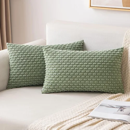 Miniatura 22 de MIULEE - Paquete de 2 fundas de cojín decorativas, modernas y boho, de terciopelo, con textura a rayas, para sofá, cama, sala de estar, decoración