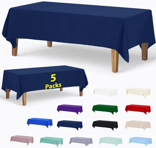 Miniatura 66 de ABCCANOPY Paquete de 3 manteles rectangulares de poliéster de 60 x 84 pulgadas, para interiores y exteriores, resistentes a las manchas, lavable