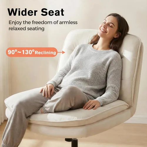 Miniatura 3 de GTPLAYER Silla de oficina con patas cruzadas, silla de escritorio sin brazos, bonita silla de tocador con ruedas, silla de computadora, cómoda silla