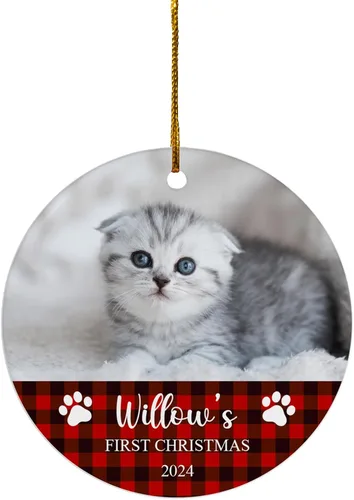 Miniatura 15 de FLOCHIL Adornos de Navidad Personalizados para Gatos Adornos de Navidad Personalizados con Foto y Nombre para Árboles de Navidad, Adornos de Navidad