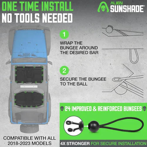 Miniatura 6 de Alien Sunshade - Parasol de malla frontal y trasero para techo, bloquea los rayos UV, el viento y el ruido (color negro)