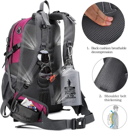 Miniatura 4 de Fengdong Mochila de viaje impermeable y ligera para senderismo, acampadas, de 40 L, para hombres y mujeres A7-rojo