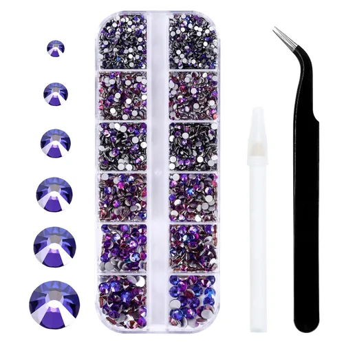 Miniatura 29 de 3792 diamantes de imitación con parte trasera plana para manualidades, piedras preciosas de cristal para uñas, diamantes de imitación brillantes