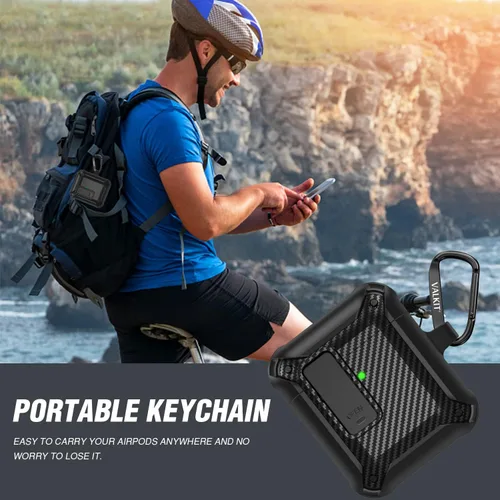 Miniatura 6 de Valkit Funda para Airpods para hombres con cerradura, funda de cuerpo completo con llavero para AirPods de Apple a prueba de golpes, funda
