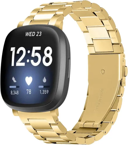 Miniatura 10 de Correa de acero inoxidable compatible con Fitbit Versa 4 / Fitbit Sense 2 / Fitbit Versa 3 / Fitbit Sense, correas de reloj de metal ajustables
