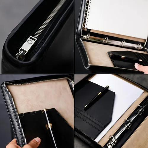 Miniatura 5 de Time Resistance Portafolio de cuero Bolsa de documentos con asa de transporte Funda para tablet fabricada en Italia