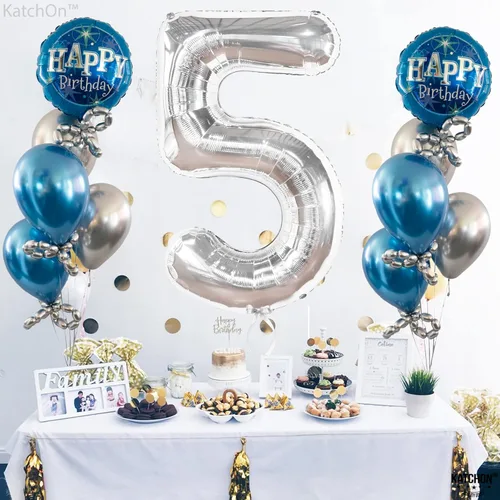 Miniatura 756 de KatchOn, Globo azul del número 1 para el primer cumpleaños, grande, 40 pulgadas, globo azul número 1 para primer cumpleaños, globo azul marino