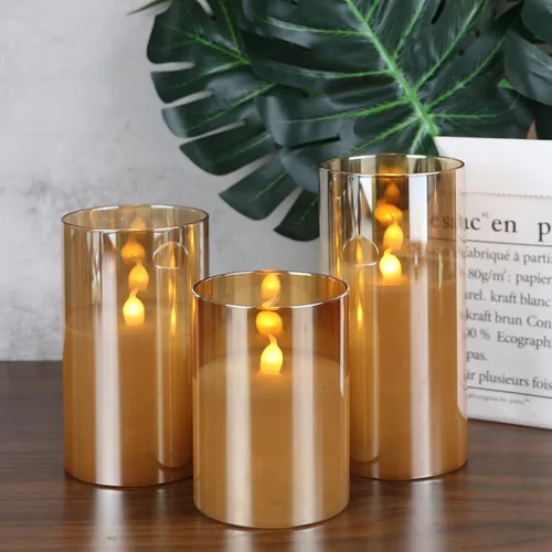 Miniatura 5 de KunSween - Velas LED sin llama de vidrio con control remoto y temporizador, velas de cera real, luz parpadeante de color cálido para festivales