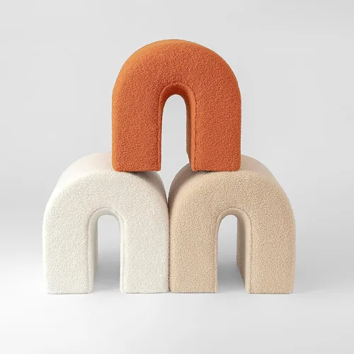 Miniatura 5 de SHYFOY Reposapiés otomano, reposapiés tapizado de 16.93 pulgadas con terciopelo suave de peluche, taburete en forma de N, taburete compacto y Camello