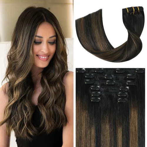 Miniatura 28 de UGOTRAYS Extensiones de cabello humano real de color rubio fresa a rubio decolorado, 12 pulgadas, lacio, doble trama, cabello Remy con clip, 2.47