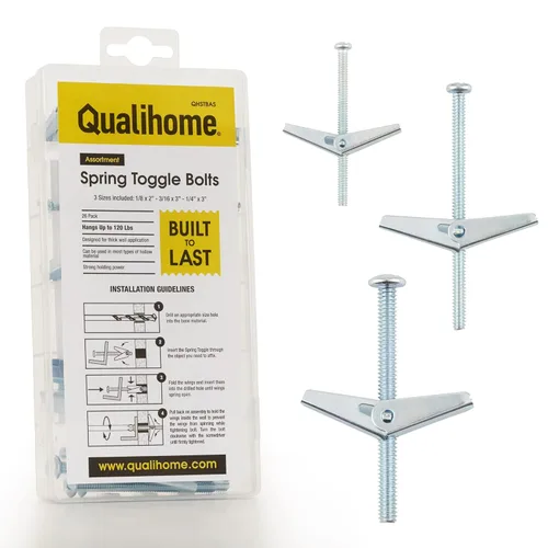Miniatura 15 de QUALIHOME Anclajes de perno de resorte – Anclajes de pared resistentes para colgar artículos con paredes huecas y más – Anclaje de pared hueco