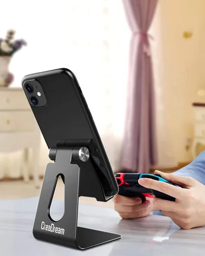 Miniatura 4 de CreaDream Soporte Ajustable para Teléfono Celular, Soporte para Teléfono, Cuna, Base, Soporte, Soporte de Escritorio de Aluminio Compatible