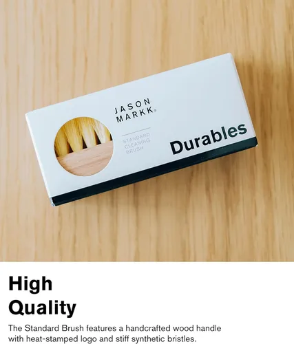 Miniatura 4 de Jason Markk Cepillo de limpieza estándar, mango de madera hecho a mano, cerdas sintéticas, resistente a las manchas difíciles y la suciedad