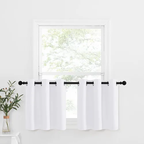 Miniatura 96 de NICETOWN Cortinas opacas de cocina para ventana sobre el fregadero, aislamiento térmico, decoración del hogar, pequeños niveles opacos con ojales