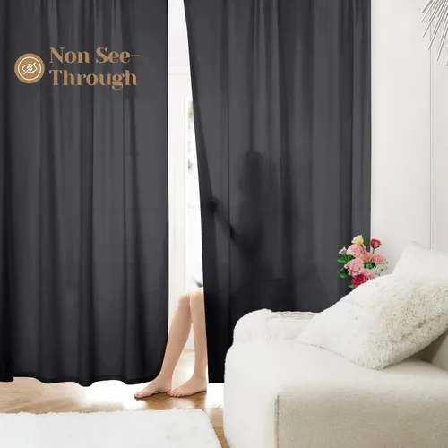 Miniatura 15 de HOMEIDEAS Cortinas Transparentes de Privacidad Blancas No Transparentes, 52 X 45 Pulgadas de Largo 2 Paneles Cortinas Transparentes Filtradoras