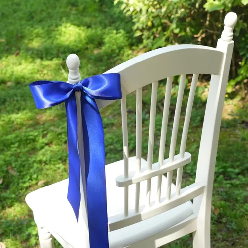 Miniatura 3 de Cinta de satén de doble cara azul real de 2 pulgadas x 25 yardas para envoltura de regalos, decoración de boda, ramo de novia, manualidades de Azul