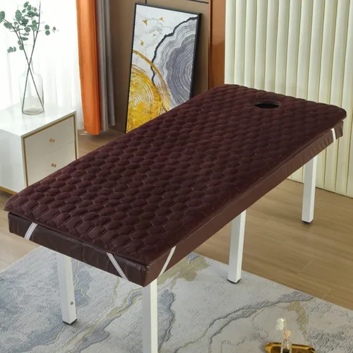 Miniatura 22 de Cubrecolchón de mesa de masaje de 2.0 in/2.8 in de grosor, funda de colchón trapezoidal para cama de salón de belleza, sábanas con agujeros de Gris