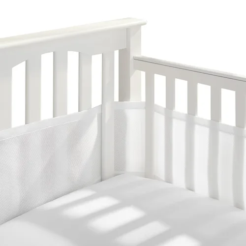 BreathableBaby Forro de malla transpirable para cunas de tamaño completo, malla clásica de 3 mm, blanco (Tamaño 4FS cubre 3 o 4 lados)