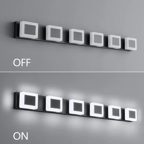 Miniatura 3 de 6 luces LED de baño sobre espejo negro acrílico moderno luces de tocador regulables luz de pared baño tocador accesorios